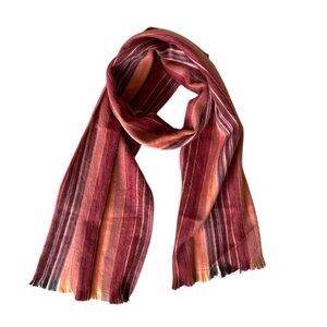 Poco Loco Alpaca Wool Red Orange Striped Unisex Scarf Long Soft Comfy Classic